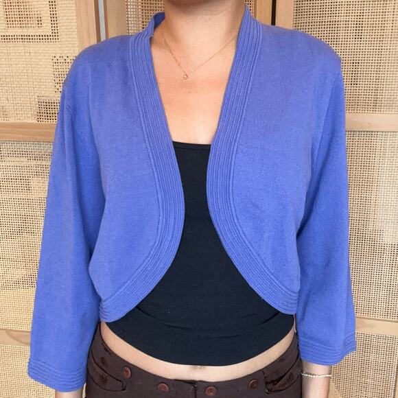 anne klein purple cardigan shrug size large wide quarter sleeves - Picture 1 of 5